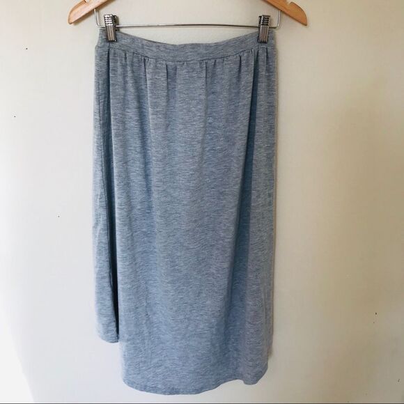ASOS Light Grey Classic Soft Cotton High-Waisted High-Low Causal Wrap Skirt | 6 - Picture 5 of 8